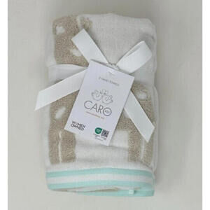 Caro Safari Animals Hand Towels Soft Cotton Aqua Giraffe Elephant Lion Hippo